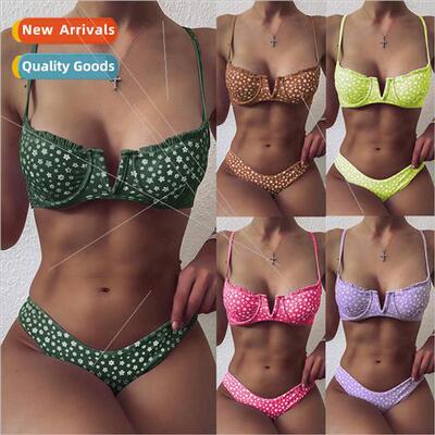 New 2020 Bikini Sexy ttle Flower V Steel Support Gathering B