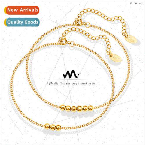 Small beads versatile fashion anklet Tanium steel gold-plate