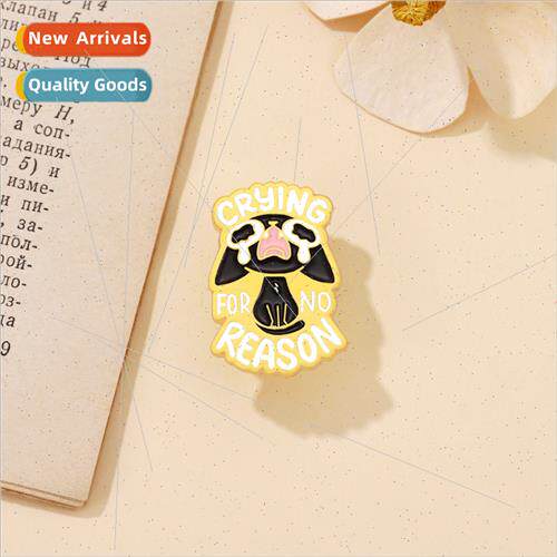 Cartoon crying kten personalised badge crying  no reason mon