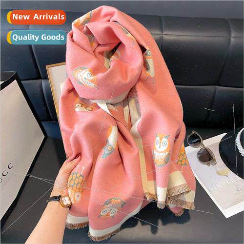 Autumn winter new wild cartoon owl double-sided two-color de