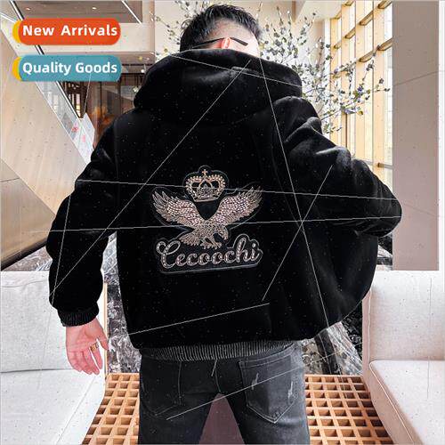 Mink velvet hooded men mink winter ferret men coat coat Hain