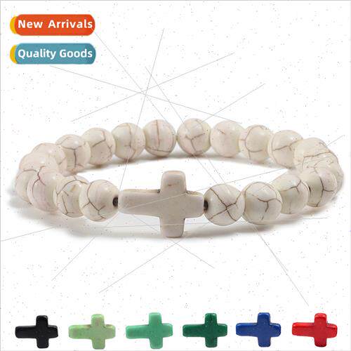 Jewelry Fashion Bracelet Black Cross Bracelet Volcanic Stone