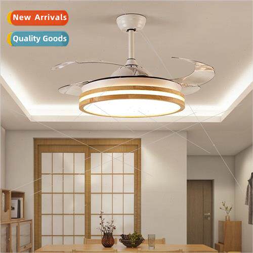 New Chinese invisible fan chandelier simple modern solid woo