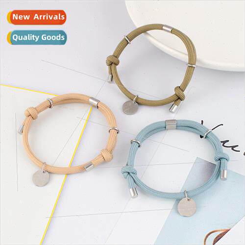 New fashion stainless steel tag polyester core rope bracelet