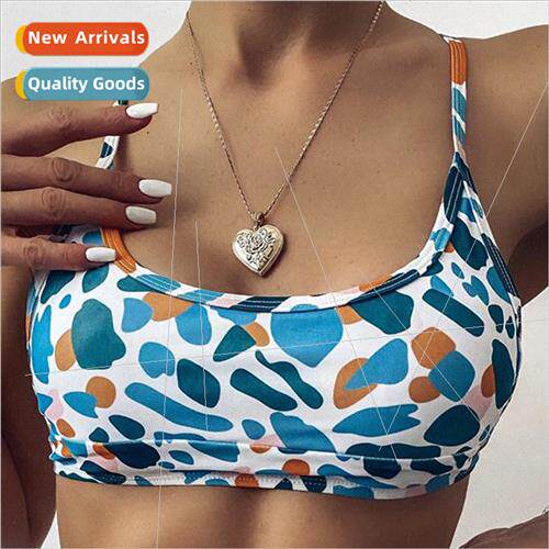 2021Europe new sexy leopard print bikini top swimsu women