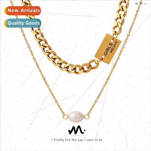 French ins hip hop colorless necklace English square sign do