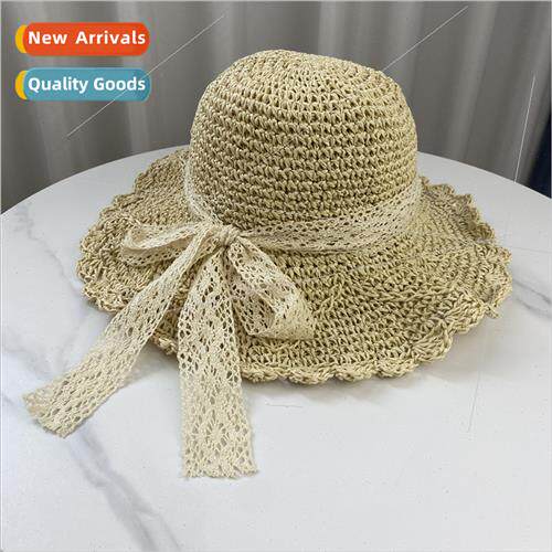 Foldable hand-woven retro hat female spring summer straw hat