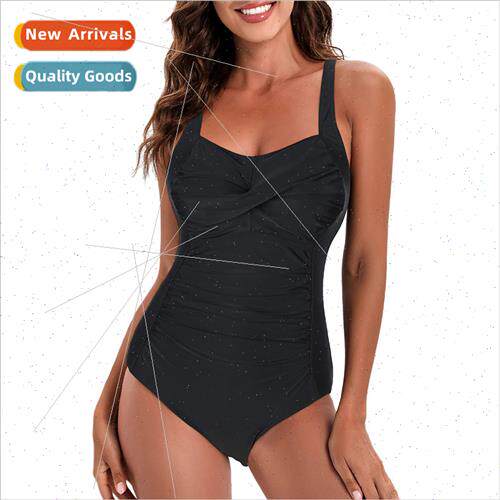 New one-piece swimsu female sexy solid color halter conserva