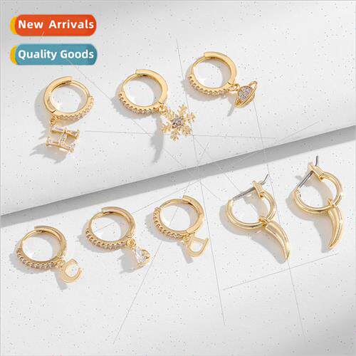 Copper Plated Earrings Finish Fashion Earrings Set Letter Sn