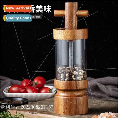 Creative pepper grinder acacia wood household acrylic transp