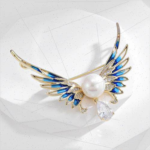 Enameled angel wings wings brooch women jacket corsage coat