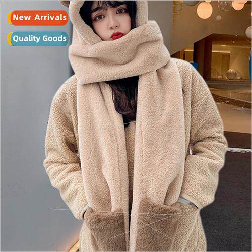 Bear hat spring autumn 2021 new scarf all-in-one female autu
