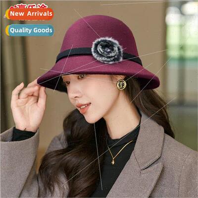 Autumn winter new tweed bowler hat female French retro Hepbu