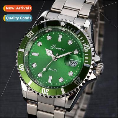 Classic Green Aqua Ghost Watch Men Steel Strap Watches Calen