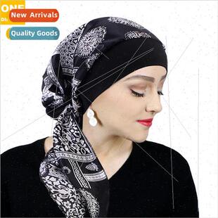 Satin Printed Bandana Hat~Stchy Wide-brimmed Sleeping Hat Ba