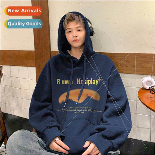 Winter heavyweight cotton hooded sweater loose versatile lon
