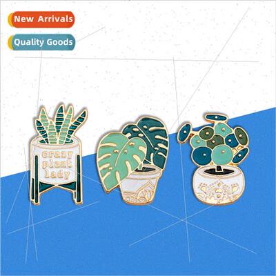 Cute cartoon potted plant brooch Tortoise Bamboo Cactus Aloe