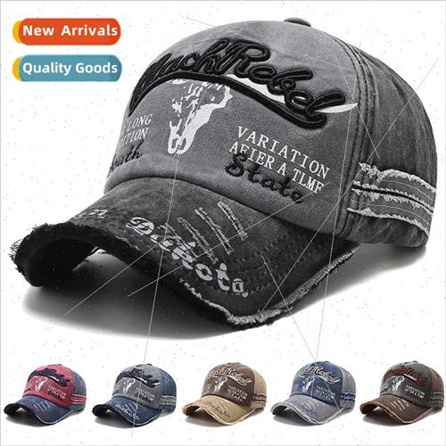 Retro embroidery letters washed baseball cap do old sun hat