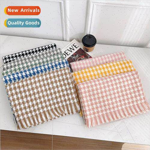 New Thousbirds check imation cashmere scarf female Korea  wi