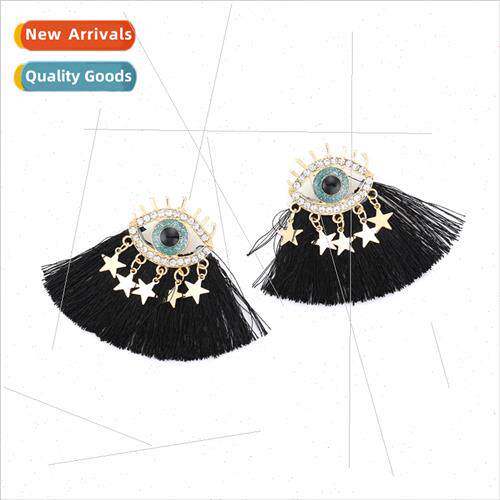 New personalized drilling devil eye tassel earrings exaggera