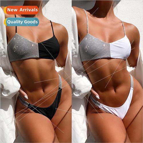 Europe New Flash Bikini Sexy Womens Spl Swimsu Splicing Swim