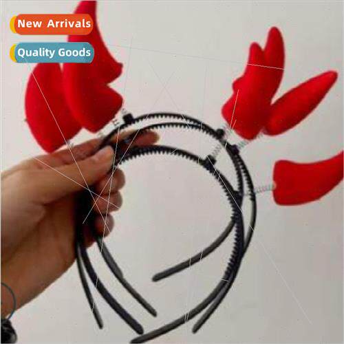 New Year red cute cow horn headdress cow year hair bcow hair
