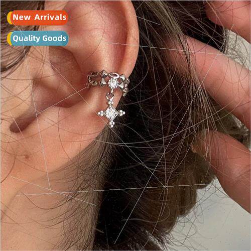 Double cross ear clips whout ear holes male earrings diamond