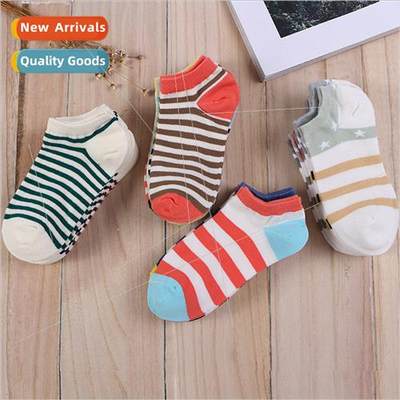 Spring summer new ladies boat socks cotton striped invisible