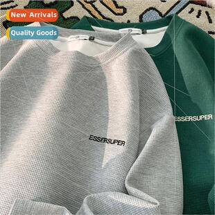 fall sleeved embroidery casual men shirt long waffle