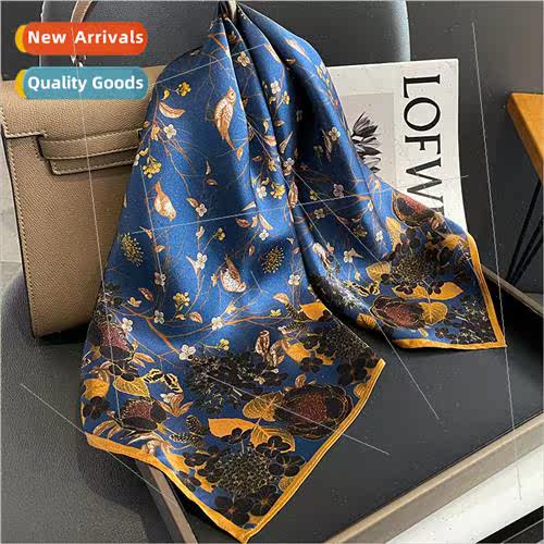 2022 Autumn winter printing silk scarf female fashion mulber