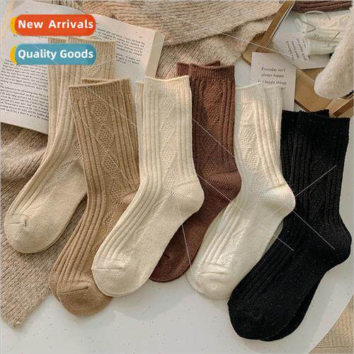 Wool socks women autumn winter thickening warm mid-calf sock