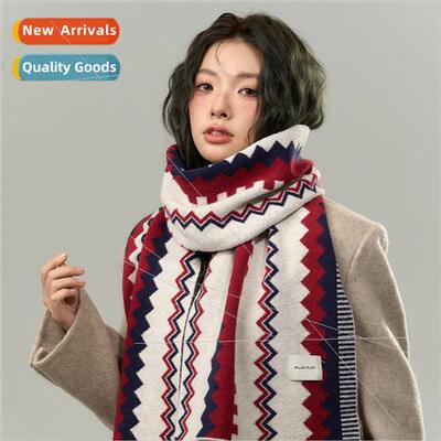 New scarf winter female thickened knted blended warm atmosph