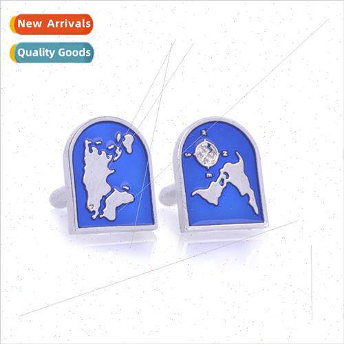 jewelry new world map French cufflinks zinc alloy oil drop g
