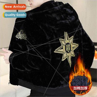 Winter men imation fur coat mink coat Slim hooded casual thi