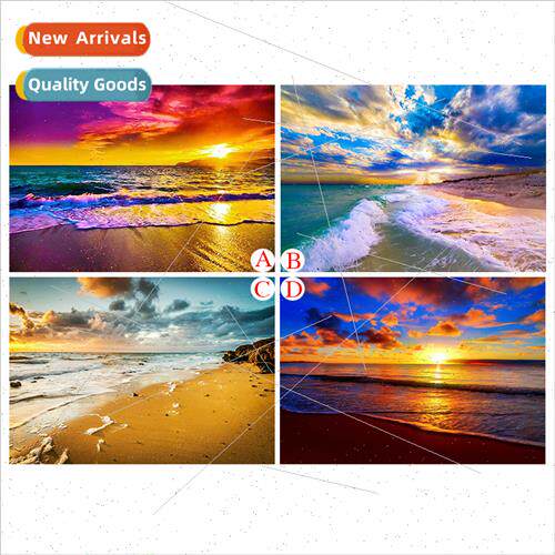Hand-applied full diamond living room small sunset landscape