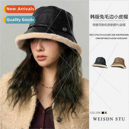Retro black wild pot hat big head circumference rabb hair br