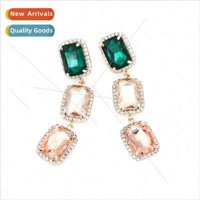 Personalized light luxury long like stained glass earrings d
