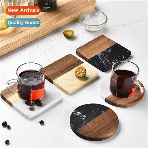 Marble splicing acacia wood insulating mat dinner mat househ