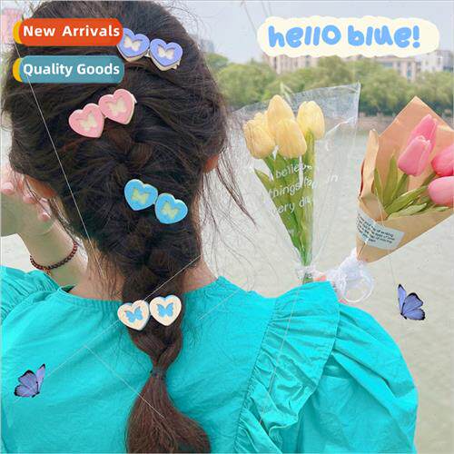 Cute bow hair clips love cartoon students side clip stereosc