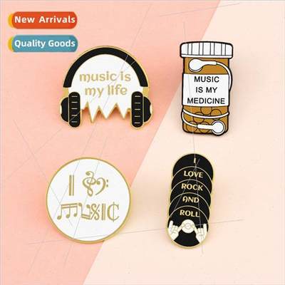 Corsage music cartoon cute letters earphone notes alloy broo