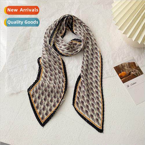 2022 Korea  new spring fall printing long silk scarf female