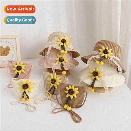 Summer children straw hat flower sun hat cute super cute chi