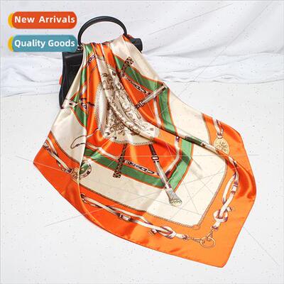 New simulation silk scarf women printed ink orchid scepter g