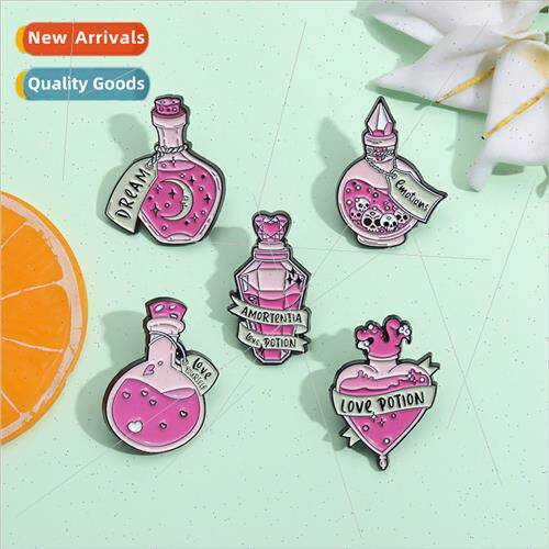 Cartoon magic medicine bottle shape brooch cute pink potion