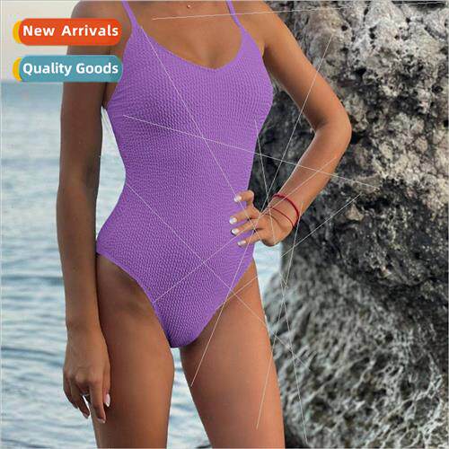 2023 New Sleeveless Fashion One-piece Swimsu Sexy Solid Colo