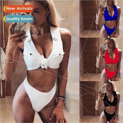 4 colors bayEurope studded solid color water bow sports biki
