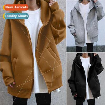 2021 fall winter new personaly set sweater zipper hooded lon