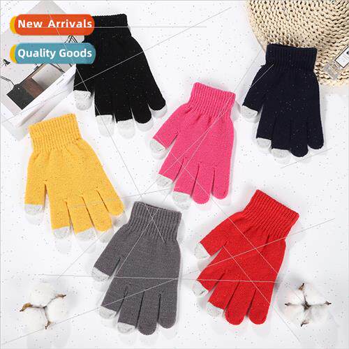 mple fashion solid colour padded touch screen gloves autumn