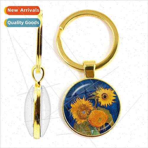 Van Gogh Art Gold Reversible Keychain Starry ght Jewellery S