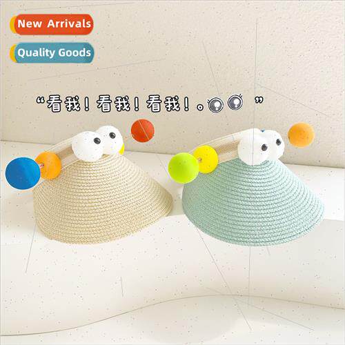 Quirky big eyes children empty top straw hat personalized su